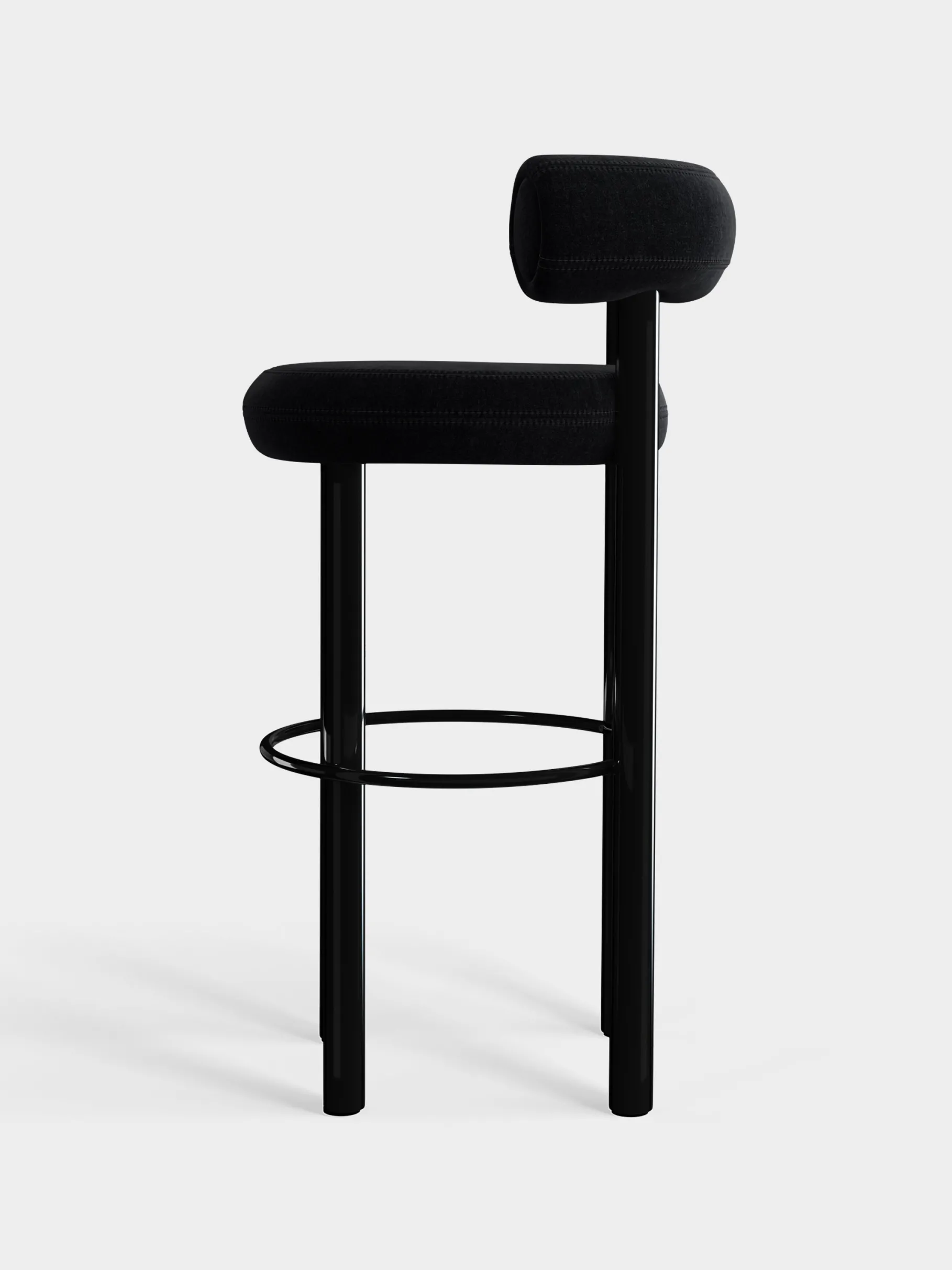 Fat Black Steel 75cm Bar Stool