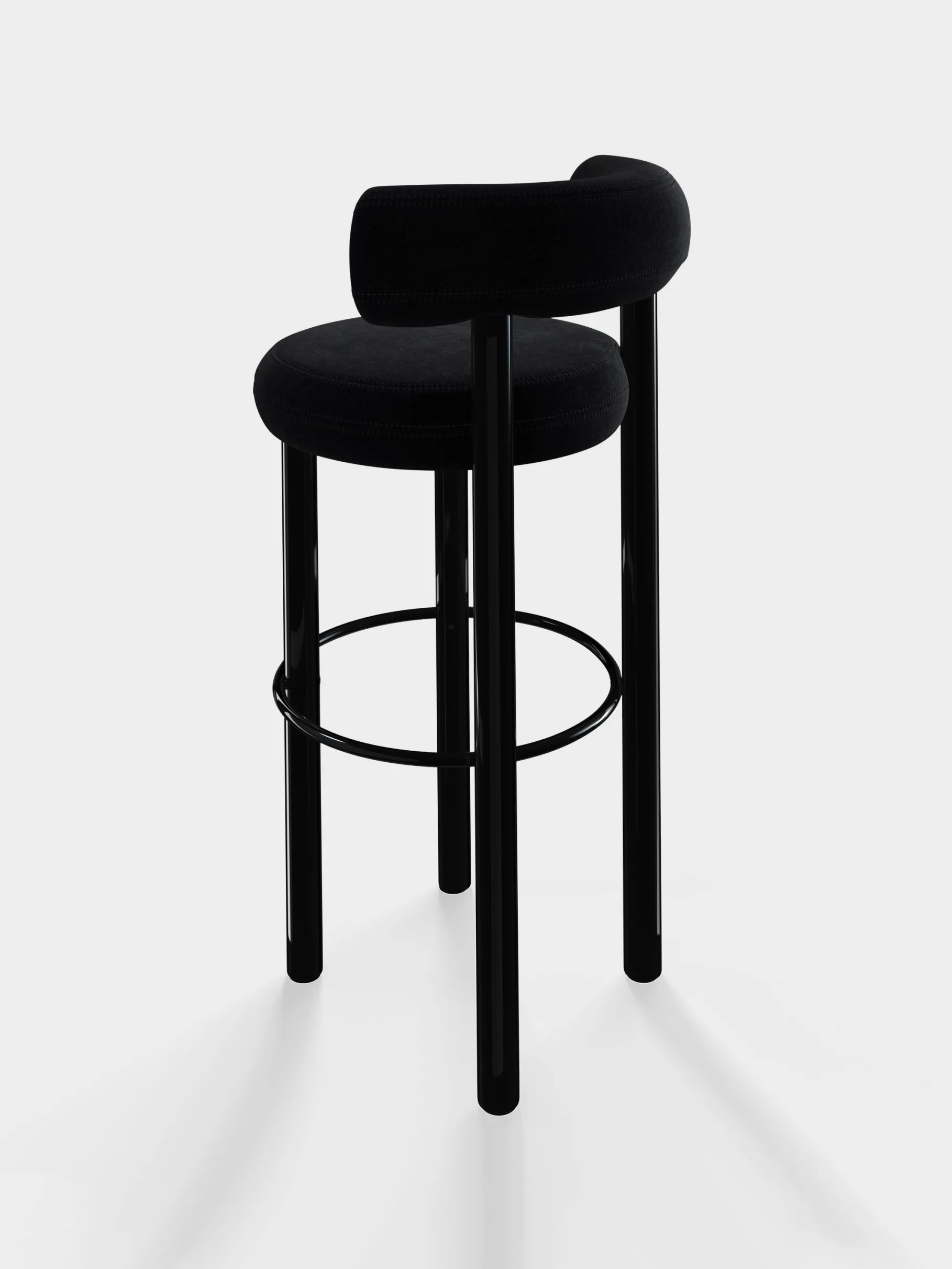 Fat Black Steel 75cm Bar Stool