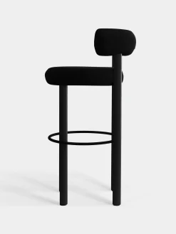 Fat Black Wood 75cm Bar Stool