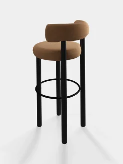 Fat Black Wood 75cm Bar Stool