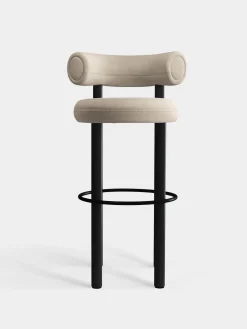 Fat Black Wood 75cm Bar Stool
