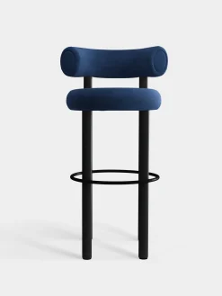 Fat Black Wood 75cm Bar Stool