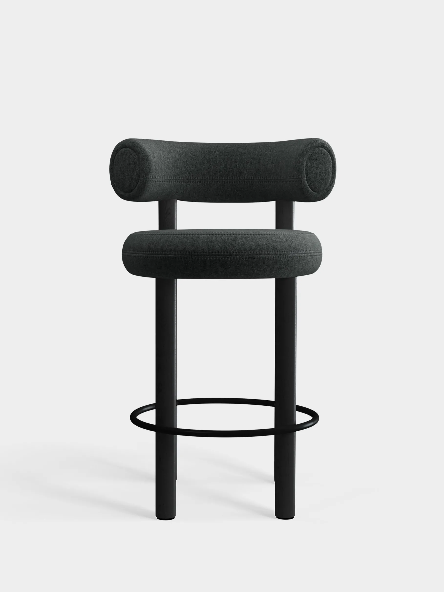 Fat Black Wood 65cm Counter Stool