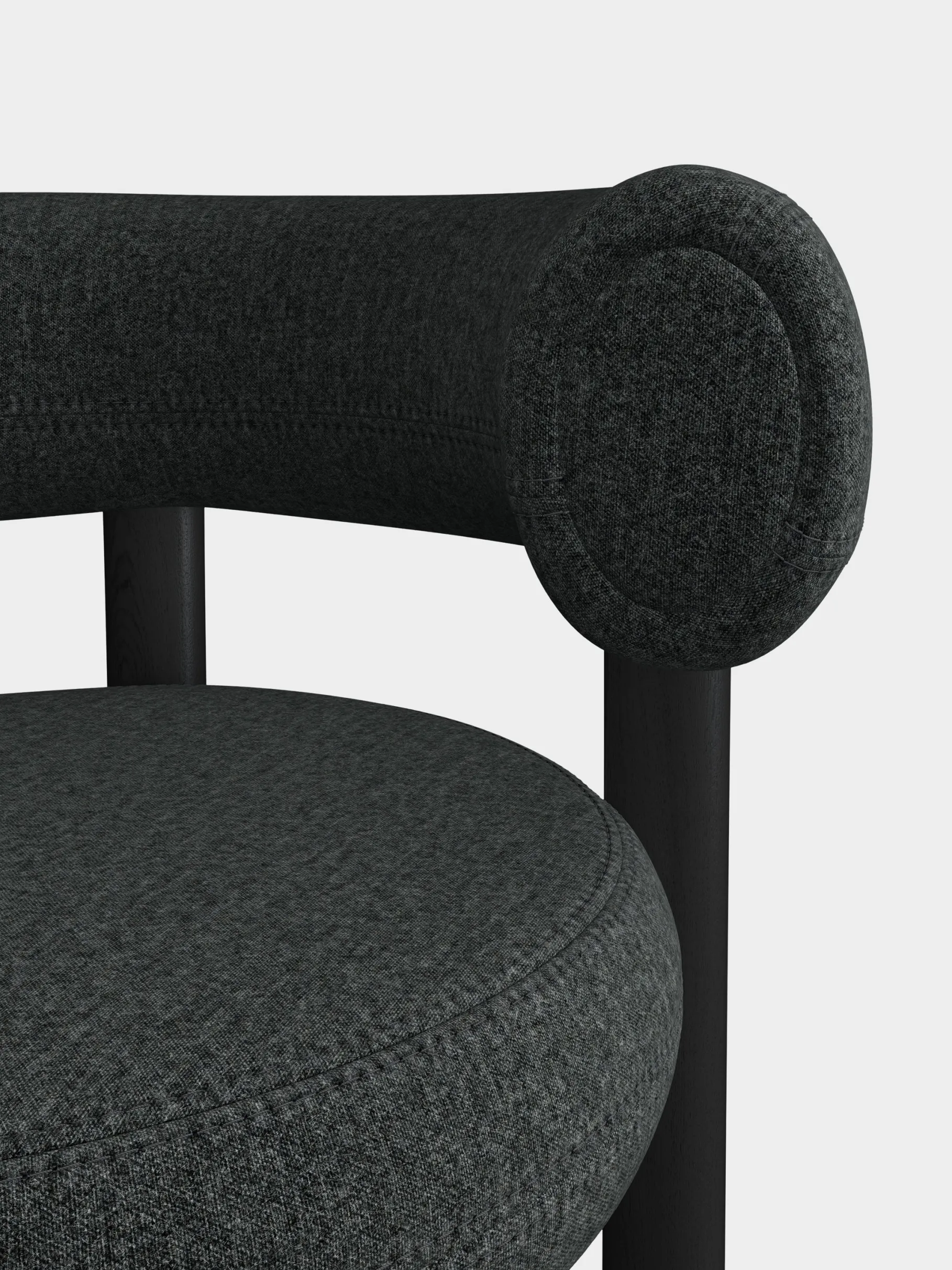 Fat Black Wood 65cm Counter Stool