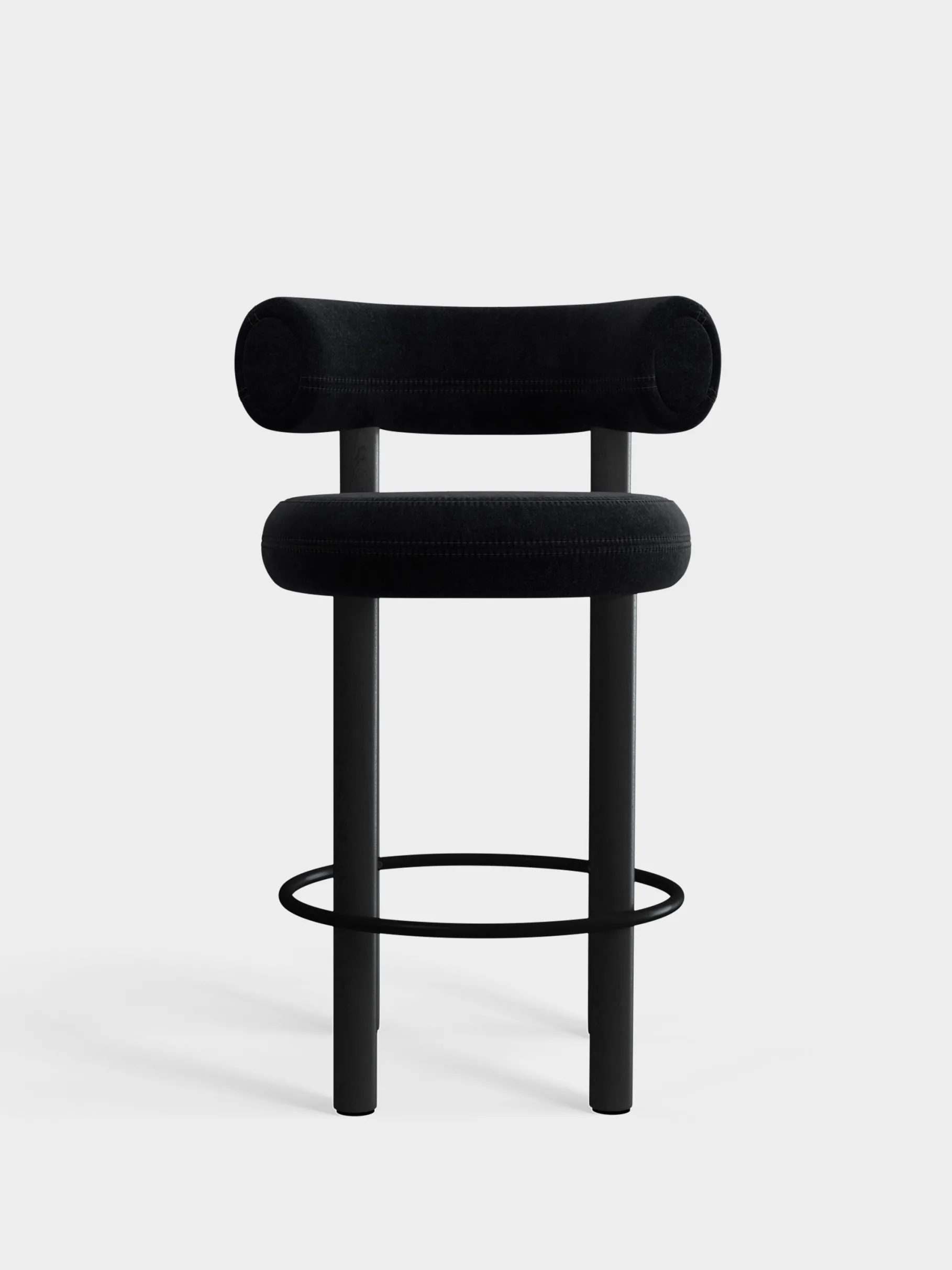 Fat Black Wood 65cm Counter Stool