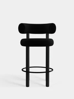 Fat Black Wood 65cm Counter Stool