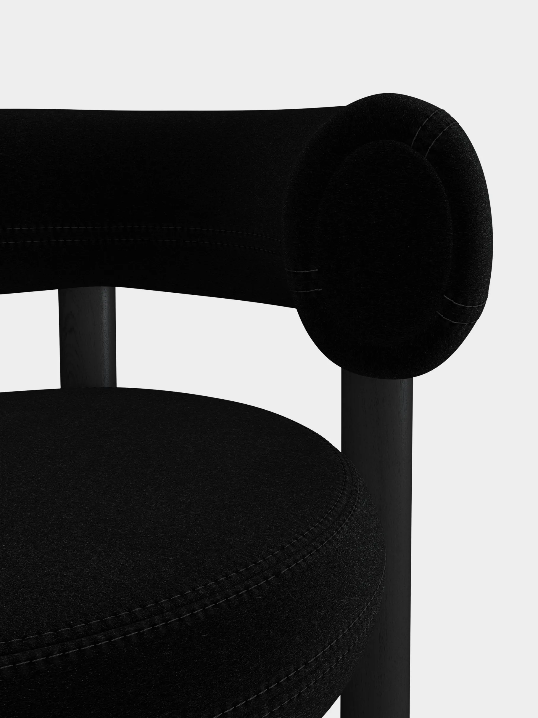 Fat Black Wood 65cm Counter Stool