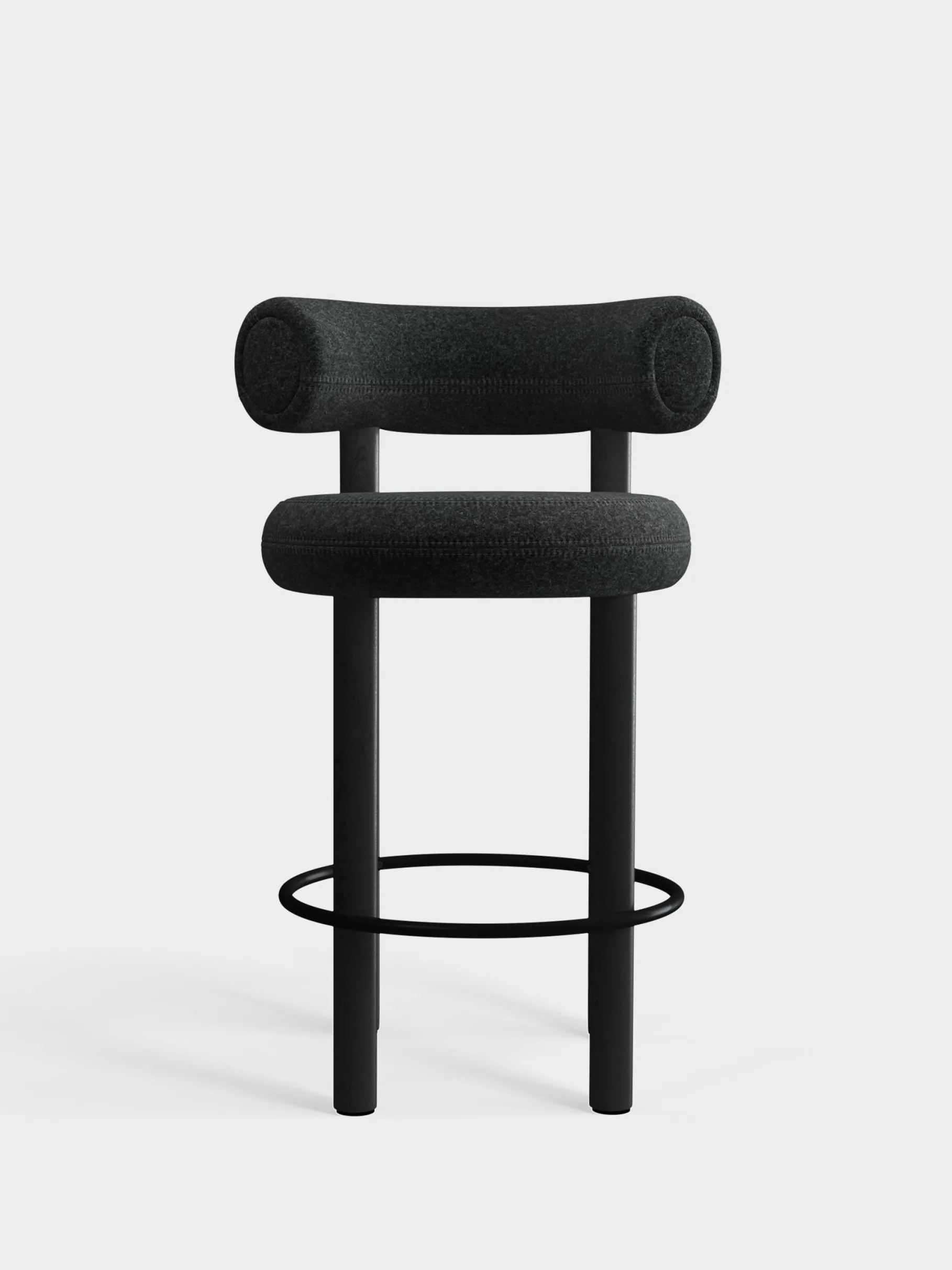 Fat Black Wood 65cm Counter Stool