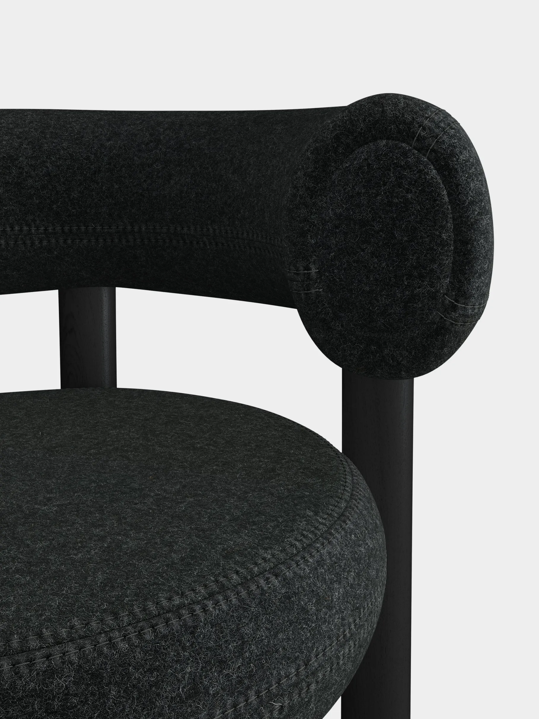 Fat Black Wood 65cm Counter Stool